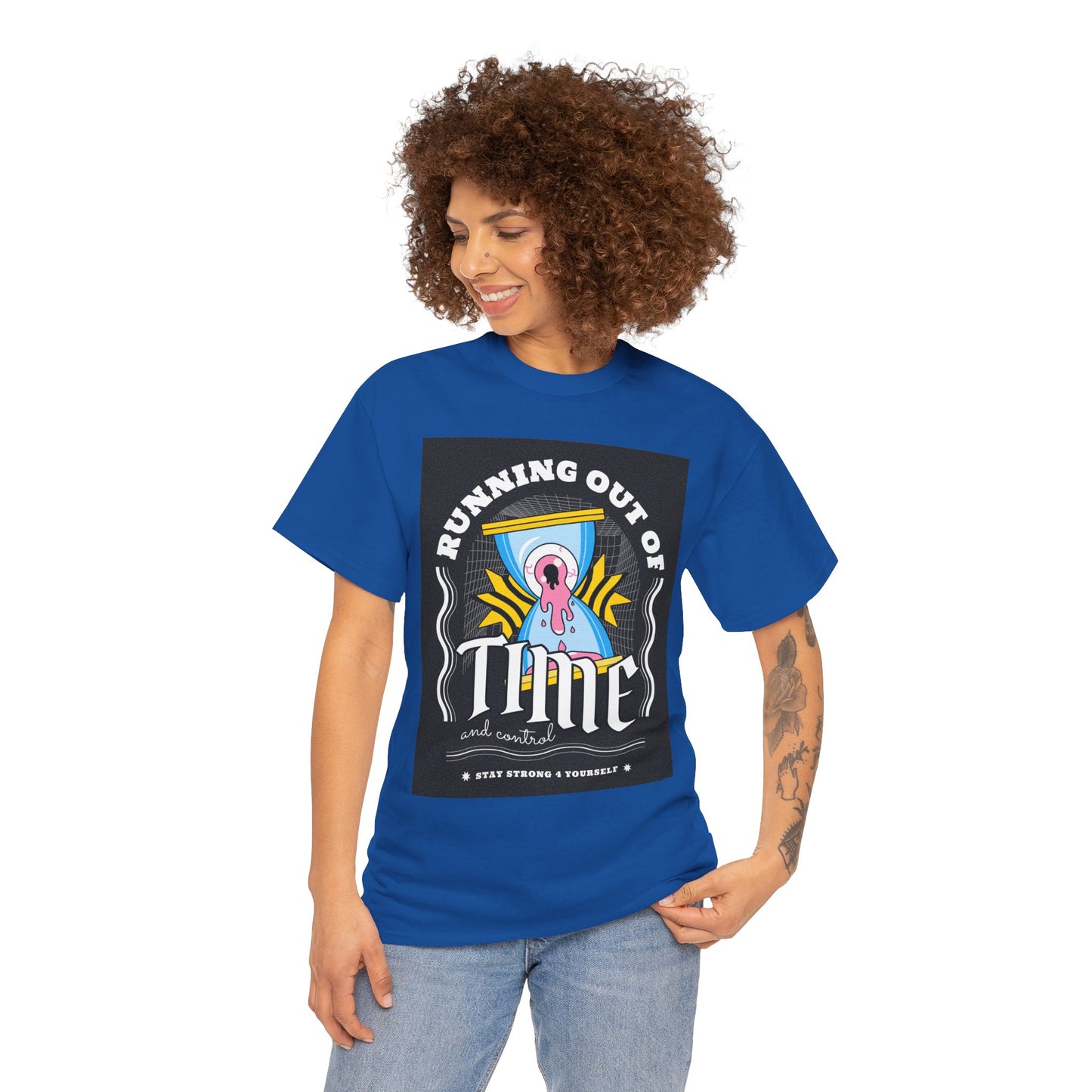 **Unisex Running Out of Time and Control Graphic T-Shirt - Hourglass Anxiety Tee**