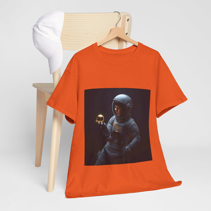 Unisex 'Cosmic Treasure' T-Shirt - Astronaut Holding Golden Orb Graphic Tee