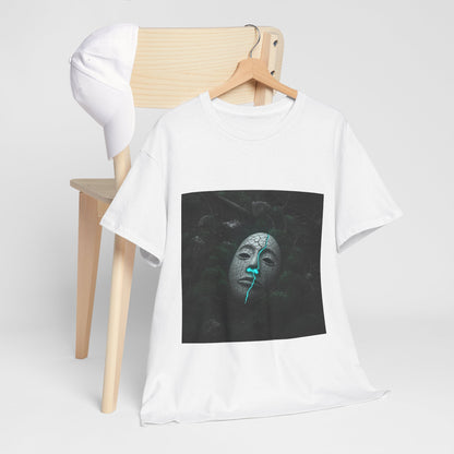 Unisex Cracked Mask in Moss T-Shirt | Mysterious Forest Aesthetic Tee