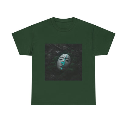 Unisex Cracked Mask in Moss T-Shirt | Mysterious Forest Aesthetic Tee