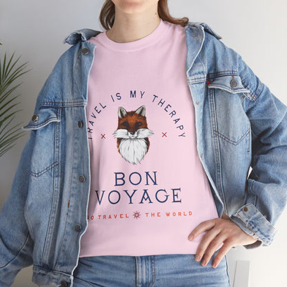 Travel Is My Therapy Fox T-Shirt - BON VOYAGE Wanderlust Tee