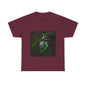 Unisex Glowing Bionic Heart in Moss T-Shirt | Sci-Fi Forest Wear