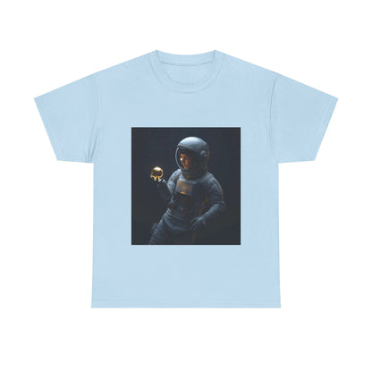 Unisex 'Cosmic Treasure' T-Shirt - Astronaut Holding Golden Orb Graphic Tee