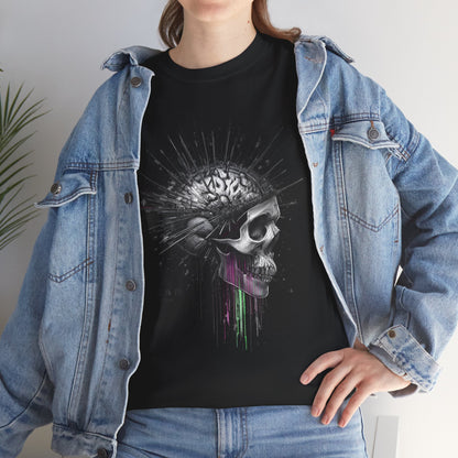 Unisex 'Exploding Mind' T-Shirt - Skull, Brain & FEAR Anxiety Graphic Tee