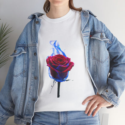 Unisex Blazing Blue Rose T-Shirt - Fire & Flower Graphic Tee