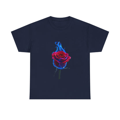Unisex Blazing Blue Rose T-Shirt - Fire & Flower Graphic Tee