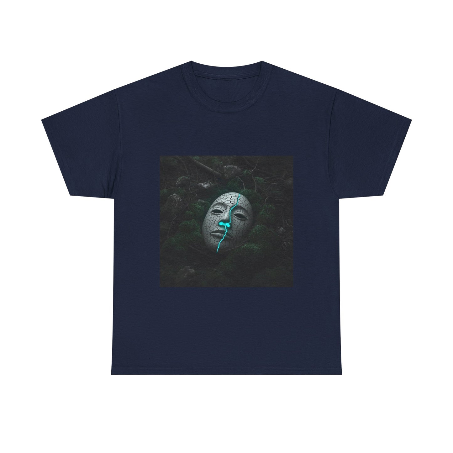 Unisex Cracked Mask in Moss T-Shirt | Mysterious Forest Aesthetic Tee