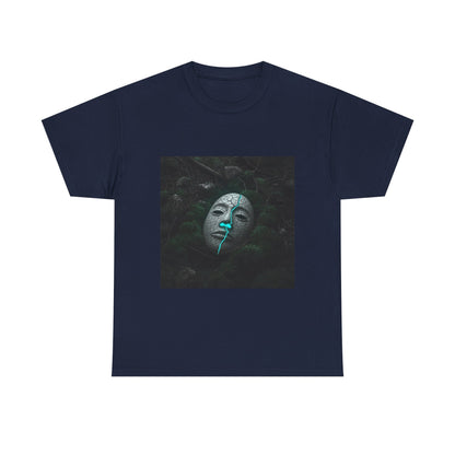 Unisex Cracked Mask in Moss T-Shirt | Mysterious Forest Aesthetic Tee