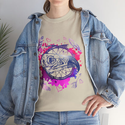 Bird Skull Dreamcatcher T-Shirt - Bohemian Watercolor Graphic