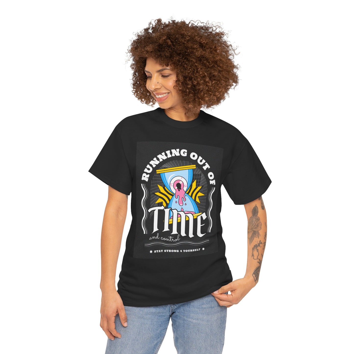 **Unisex Running Out of Time and Control Graphic T-Shirt - Hourglass Anxiety Tee**