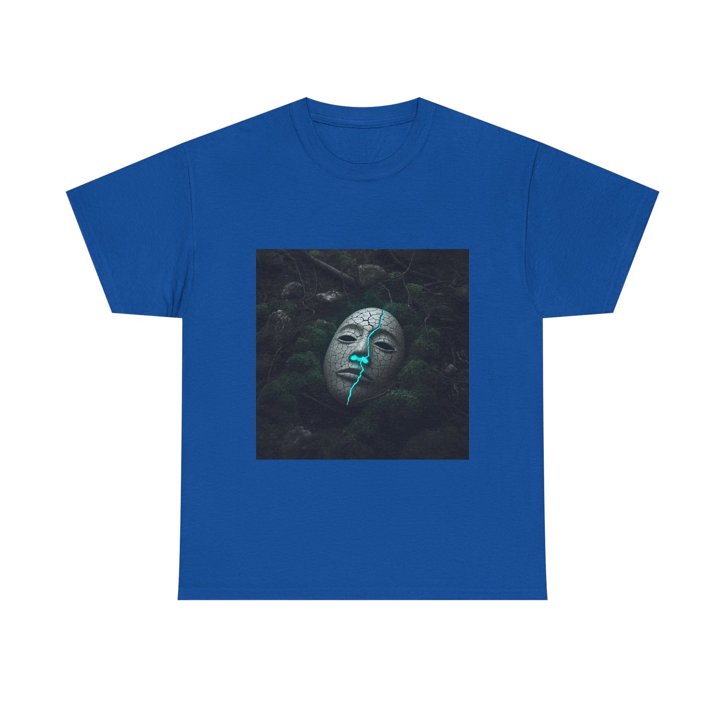 Unisex Cracked Mask in Moss T-Shirt | Mysterious Forest Aesthetic Tee