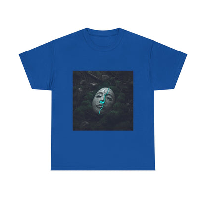 Unisex Cracked Mask in Moss T-Shirt | Mysterious Forest Aesthetic Tee