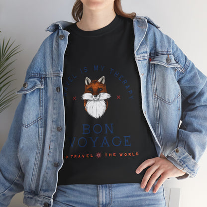 Travel Is My Therapy Fox T-Shirt - BON VOYAGE Wanderlust Tee