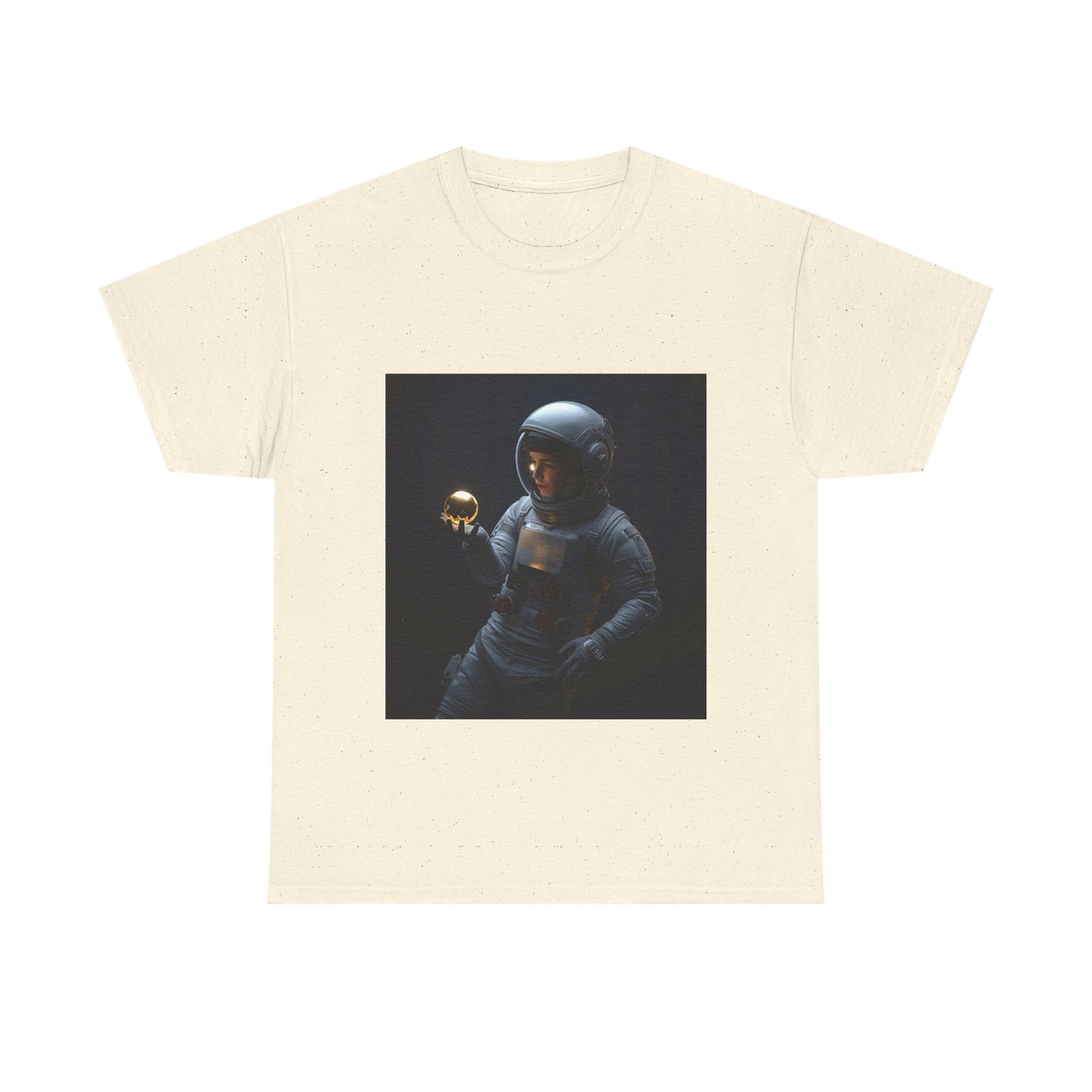 Unisex 'Cosmic Treasure' T-Shirt - Astronaut Holding Golden Orb Graphic Tee