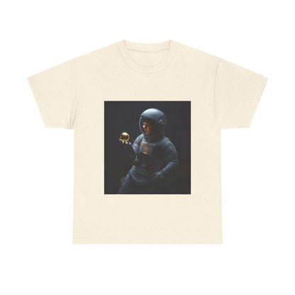 Unisex 'Cosmic Treasure' T-Shirt - Astronaut Holding Golden Orb Graphic Tee