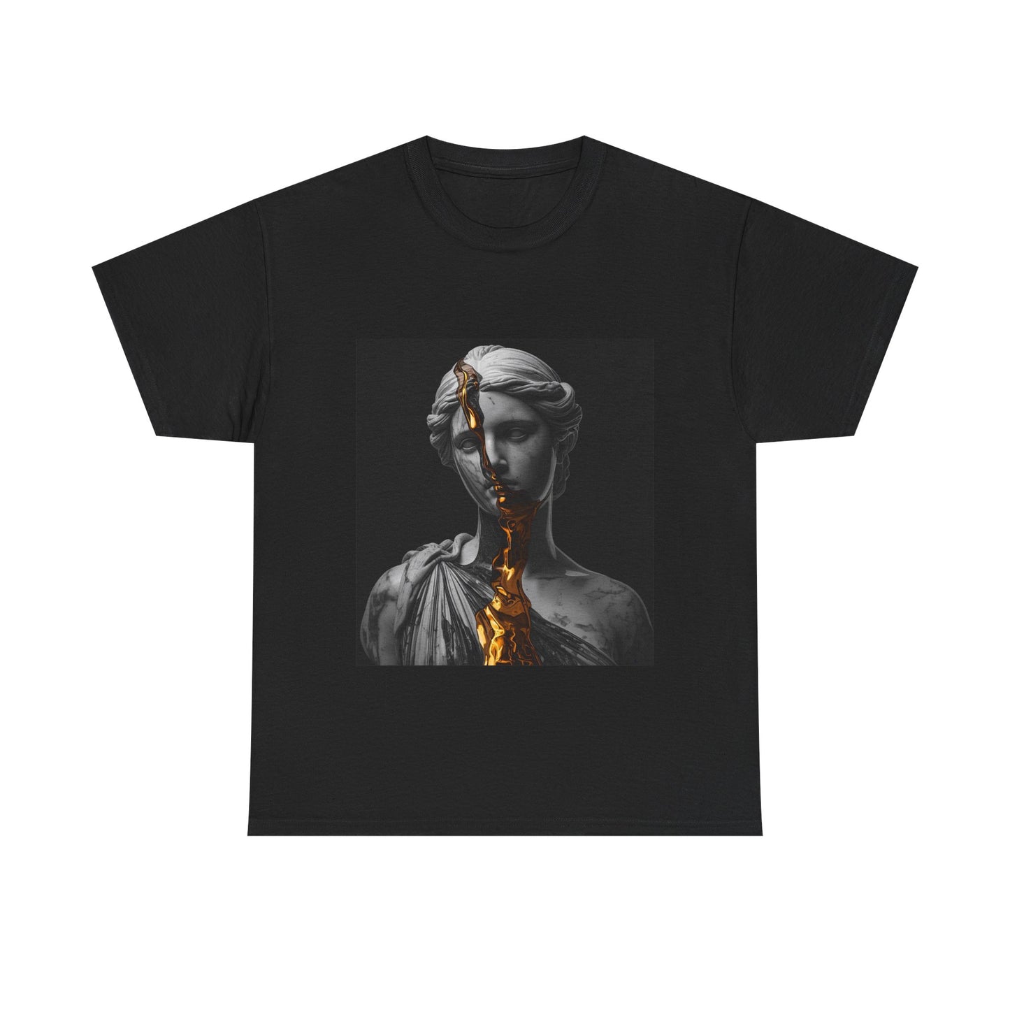 Unisex Golden Fracture Statue T-Shirt | Marble Sculpture & Gold Liquid Art
