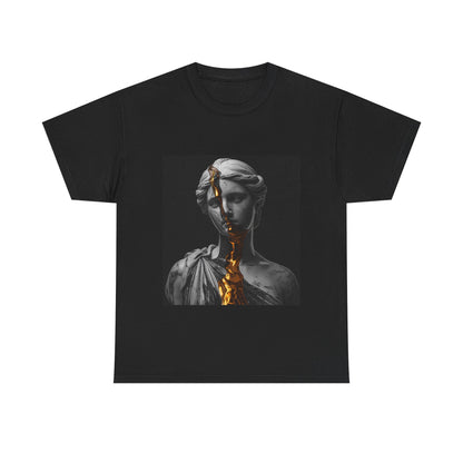 Unisex Golden Fracture Statue T-Shirt | Marble Sculpture & Gold Liquid Art
