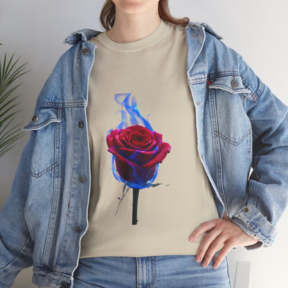 Unisex Blazing Blue Rose T-Shirt - Fire & Flower Graphic Tee