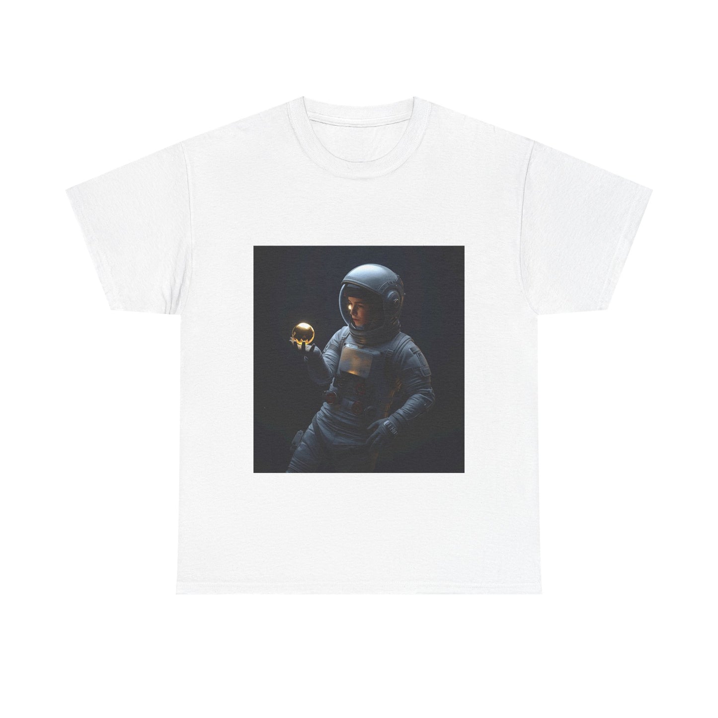 Unisex 'Cosmic Treasure' T-Shirt - Astronaut Holding Golden Orb Graphic Tee