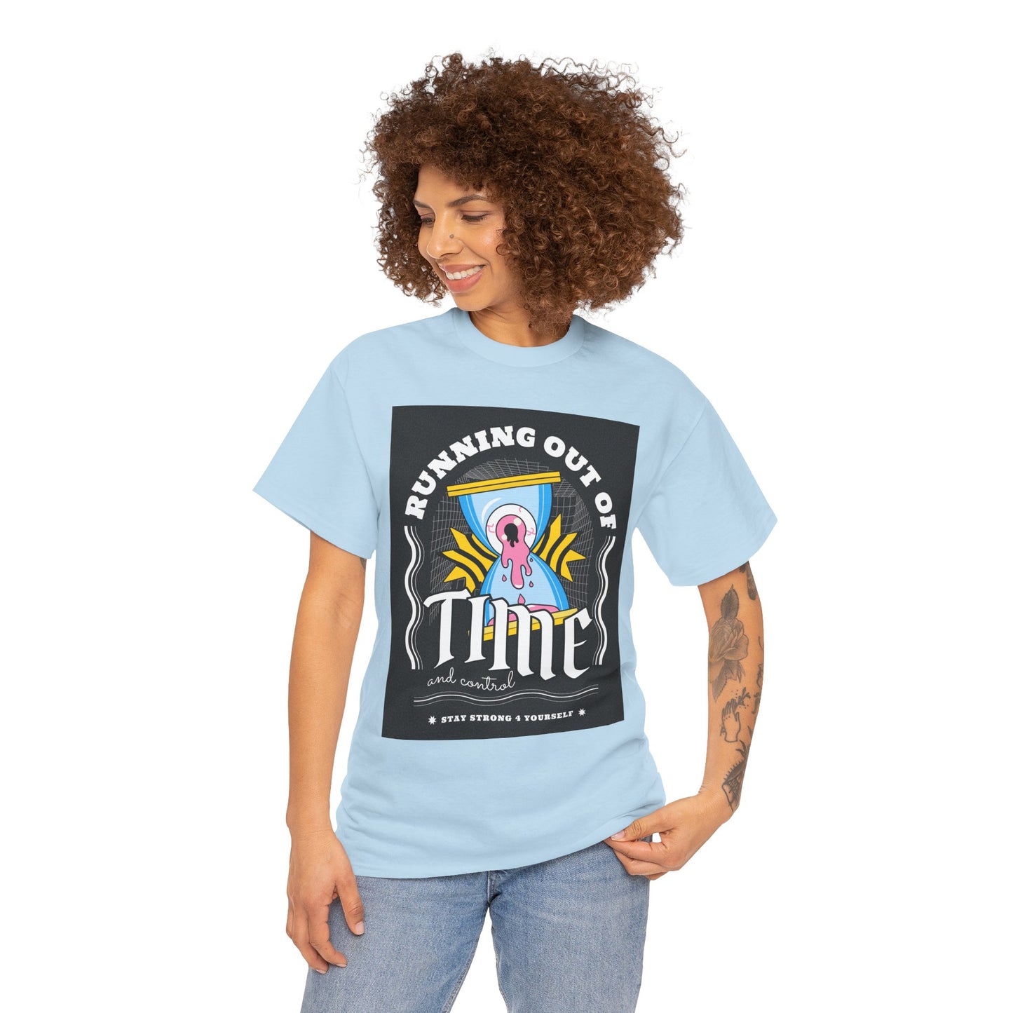 **Unisex Running Out of Time and Control Graphic T-Shirt - Hourglass Anxiety Tee**