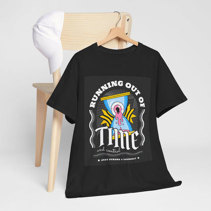 **Unisex Running Out of Time and Control Graphic T-Shirt - Hourglass Anxiety Tee**