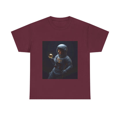 Unisex 'Cosmic Treasure' T-Shirt - Astronaut Holding Golden Orb Graphic Tee