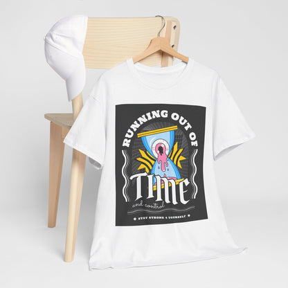 **Unisex Running Out of Time and Control Graphic T-Shirt - Hourglass Anxiety Tee**