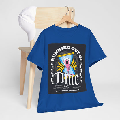 **Unisex Running Out of Time and Control Graphic T-Shirt - Hourglass Anxiety Tee**