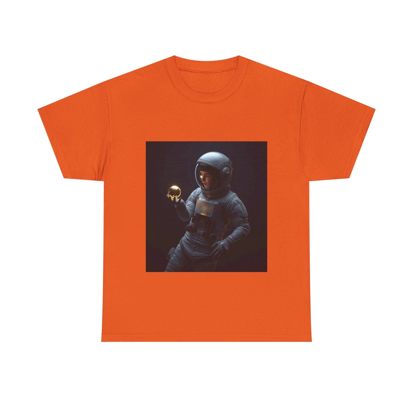 Unisex 'Cosmic Treasure' T-Shirt - Astronaut Holding Golden Orb Graphic Tee