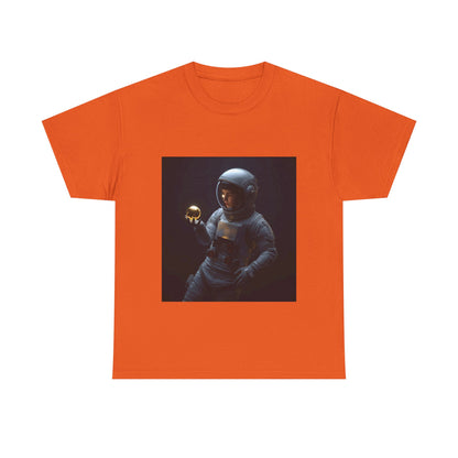 Unisex 'Cosmic Treasure' T-Shirt - Astronaut Holding Golden Orb Graphic Tee