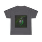 Unisex Glowing Bionic Heart in Moss T-Shirt | Sci-Fi Forest Wear