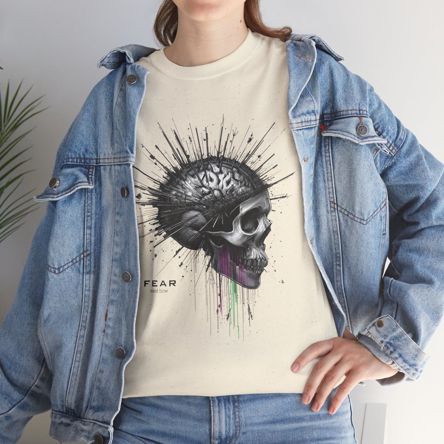 Unisex 'Exploding Mind' T-Shirt - Skull, Brain & FEAR Anxiety Graphic Tee