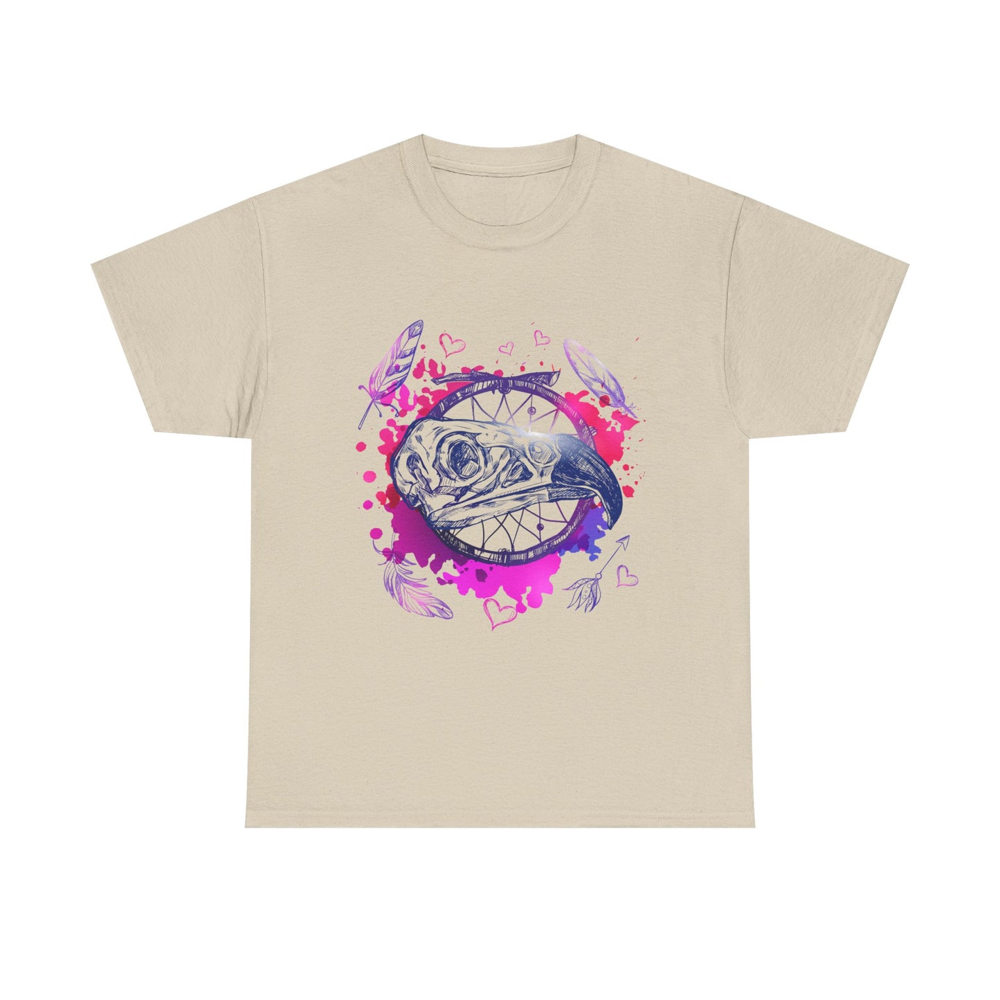 Bird Skull Dreamcatcher T-Shirt - Bohemian Watercolor Graphic