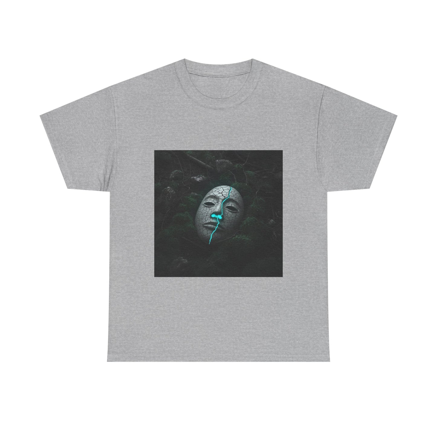 Unisex Cracked Mask in Moss T-Shirt | Mysterious Forest Aesthetic Tee