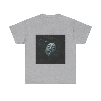Unisex Cracked Mask in Moss T-Shirt | Mysterious Forest Aesthetic Tee