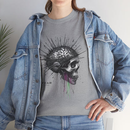 Unisex 'Exploding Mind' T-Shirt - Skull, Brain & FEAR Anxiety Graphic Tee