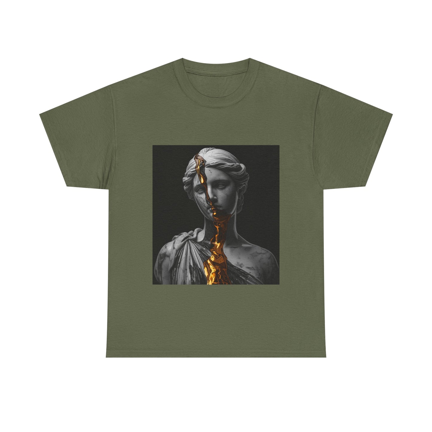 Unisex Golden Fracture Statue T-Shirt | Marble Sculpture & Gold Liquid Art