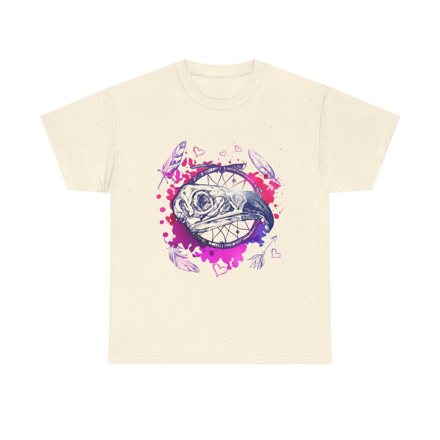 Bird Skull Dreamcatcher T-Shirt - Bohemian Watercolor Graphic