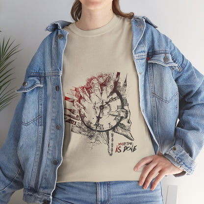 YOUR TIME IS DONE Skull Graphic Tee - Claw Hand Clock Print