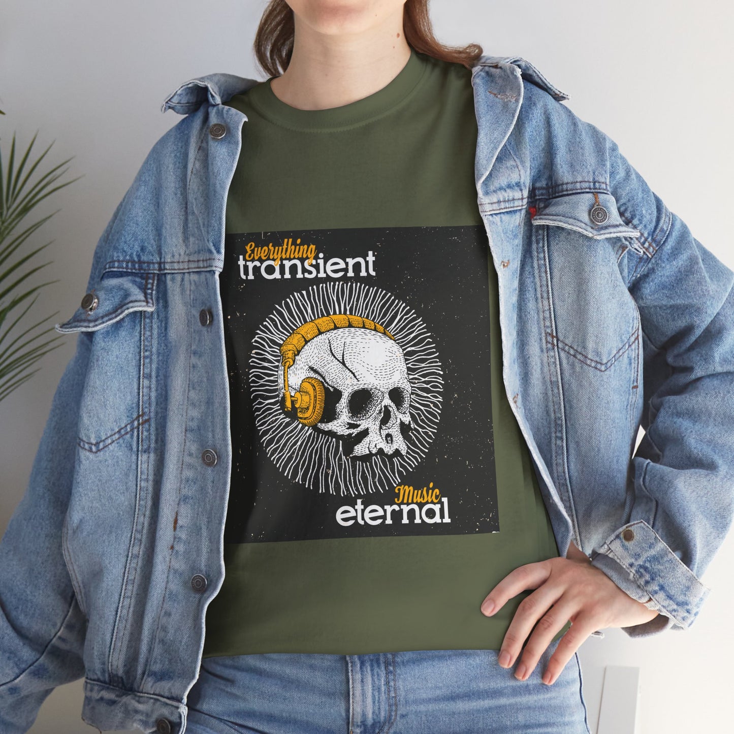 Unisex Music Eternal Skull Graphic Tee - DJ Headphones Vintage Art