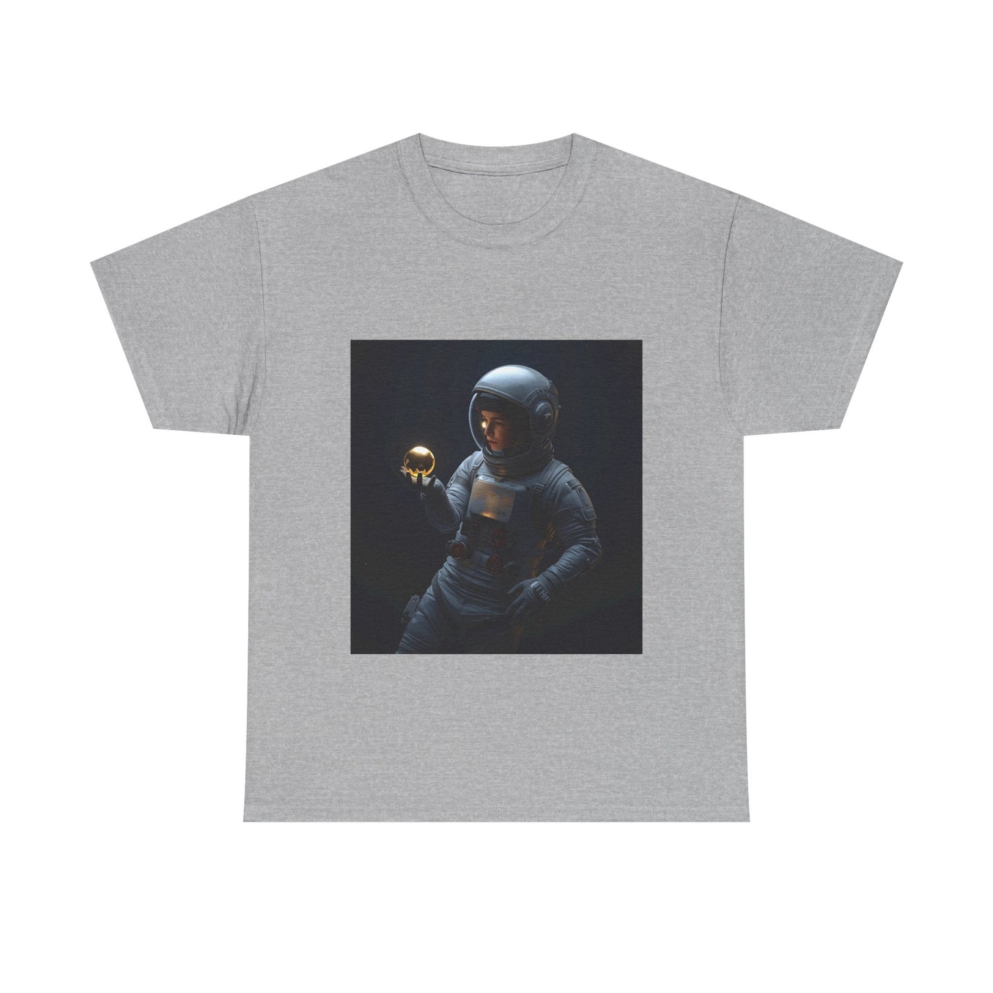 Unisex 'Cosmic Treasure' T-Shirt - Astronaut Holding Golden Orb Graphic Tee