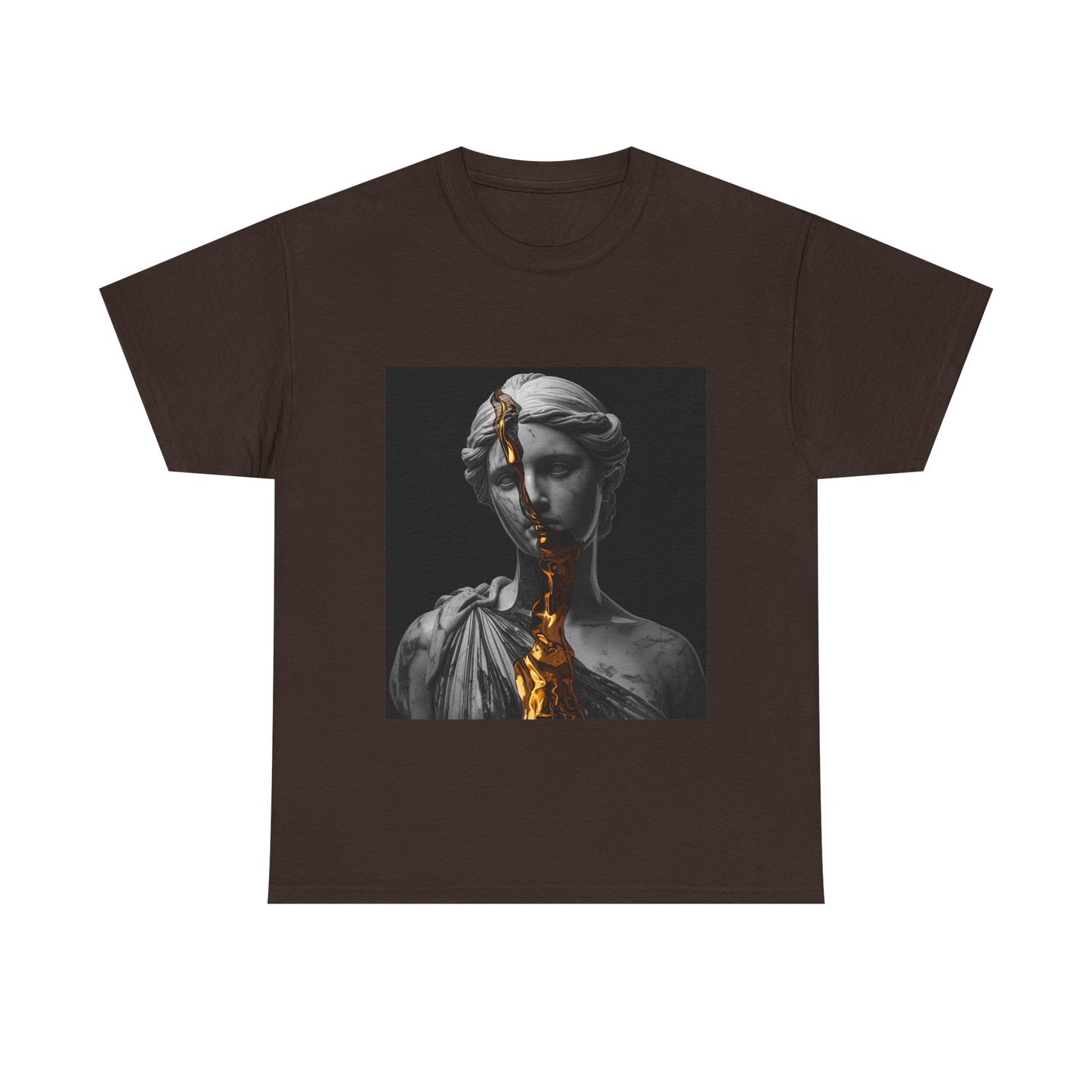 Unisex Golden Fracture Statue T-Shirt | Marble Sculpture & Gold Liquid Art