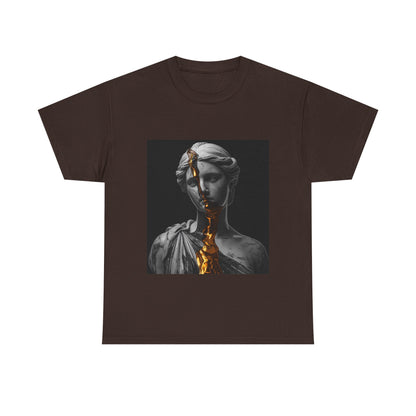 Unisex Golden Fracture Statue T-Shirt | Marble Sculpture & Gold Liquid Art