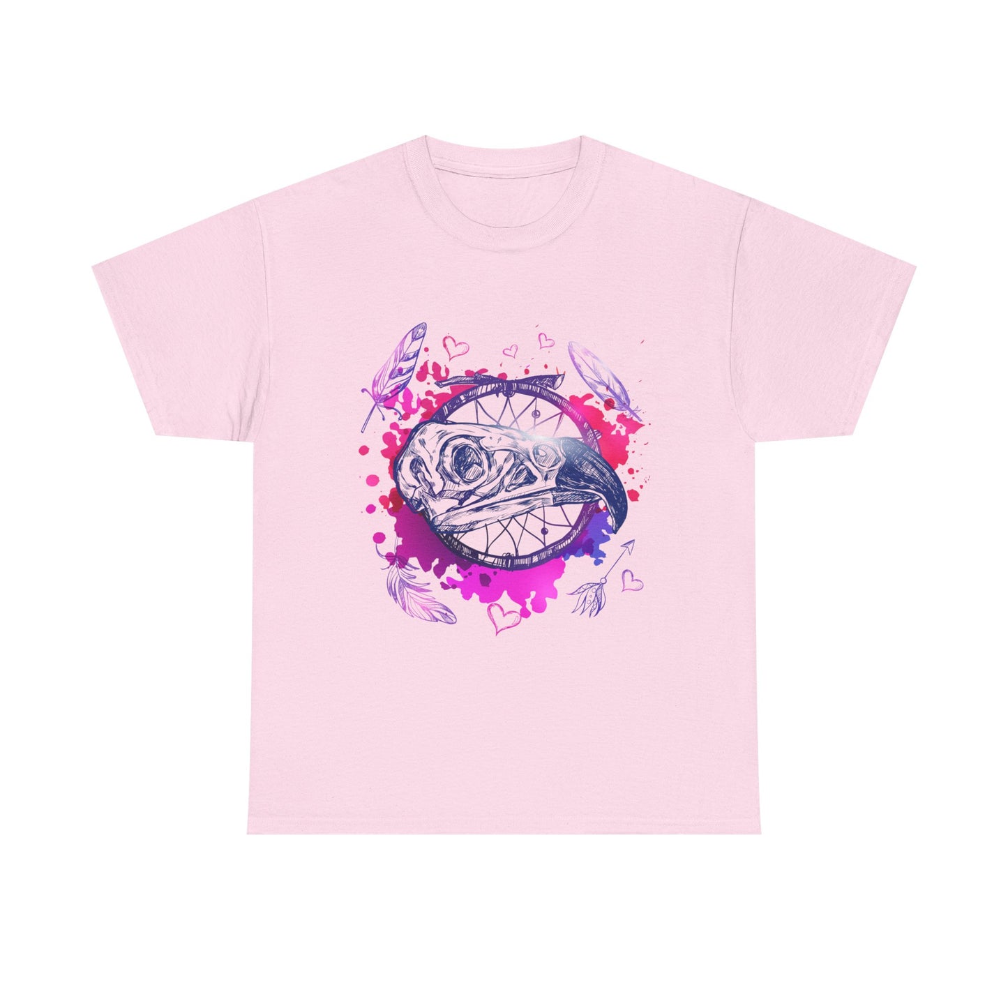 Bird Skull Dreamcatcher T-Shirt - Bohemian Watercolor Graphic