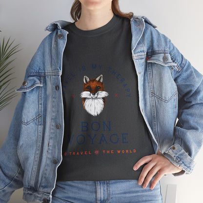 Travel Is My Therapy Fox T-Shirt - BON VOYAGE Wanderlust Tee