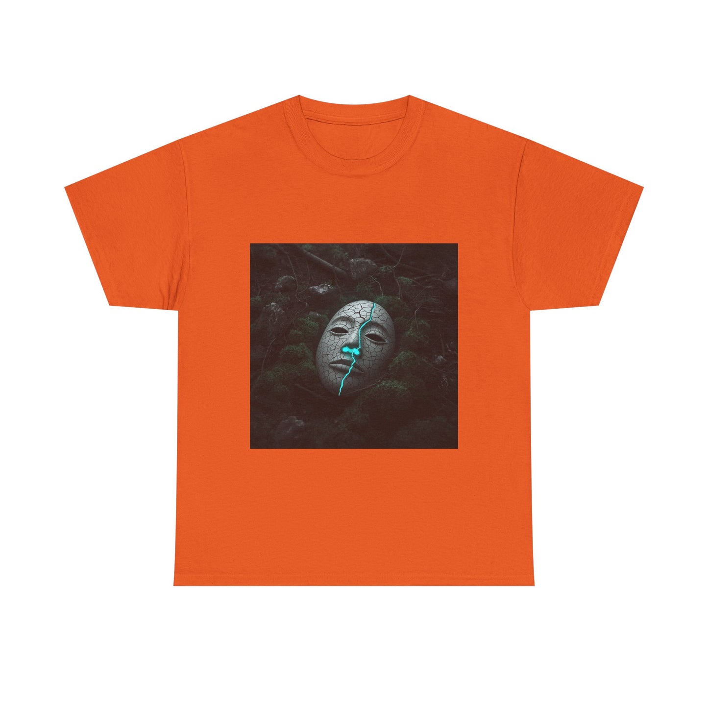 Unisex Cracked Mask in Moss T-Shirt | Mysterious Forest Aesthetic Tee