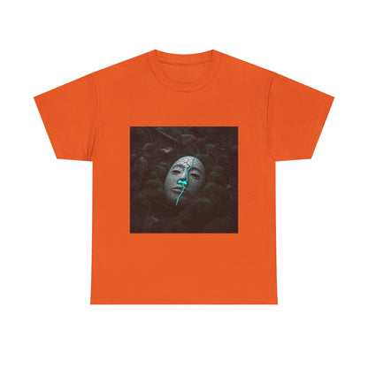 Unisex Cracked Mask in Moss T-Shirt | Mysterious Forest Aesthetic Tee