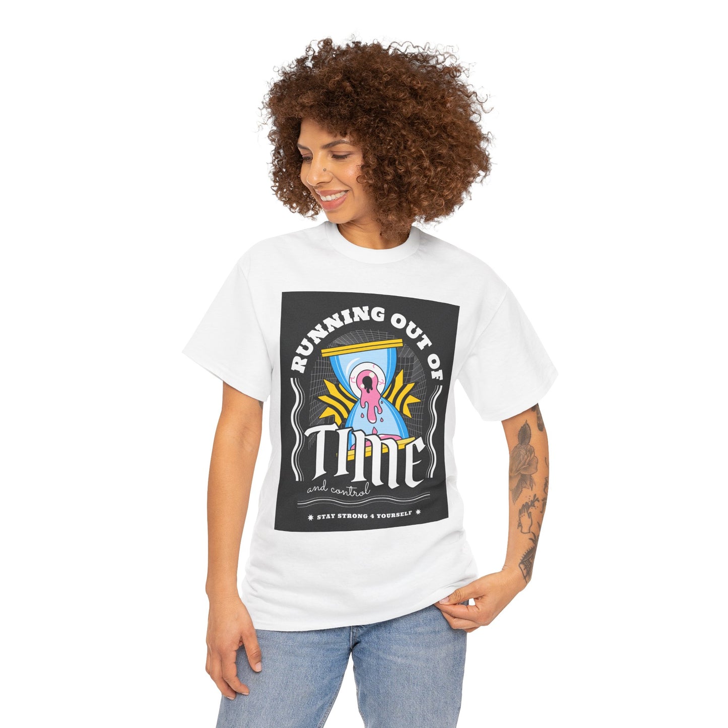 **Unisex Running Out of Time and Control Graphic T-Shirt - Hourglass Anxiety Tee**