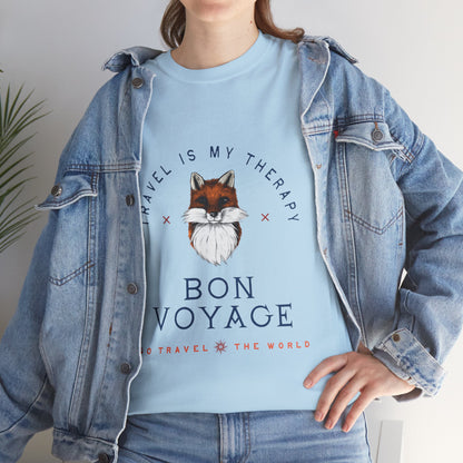 Travel Is My Therapy Fox T-Shirt - BON VOYAGE Wanderlust Tee