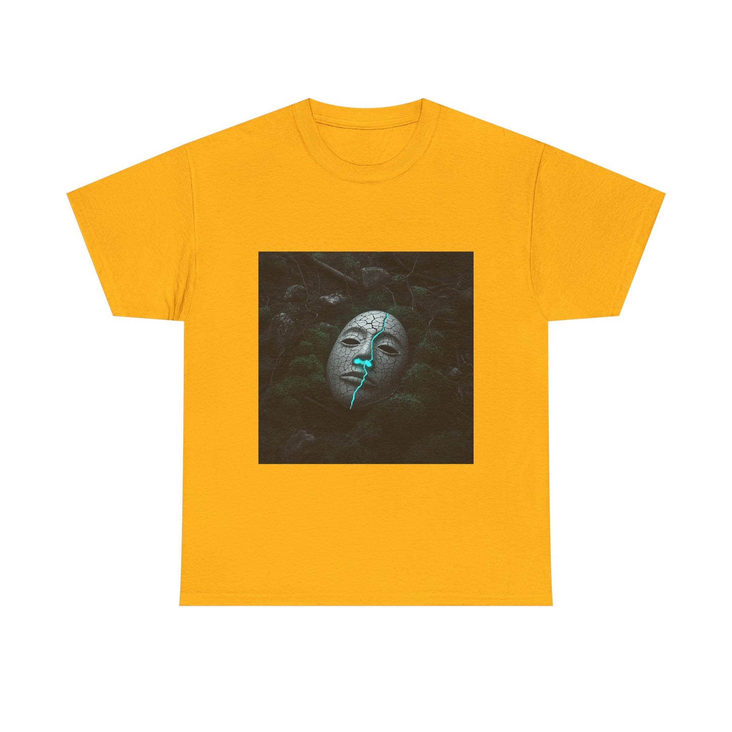 Unisex Cracked Mask in Moss T-Shirt | Mysterious Forest Aesthetic Tee